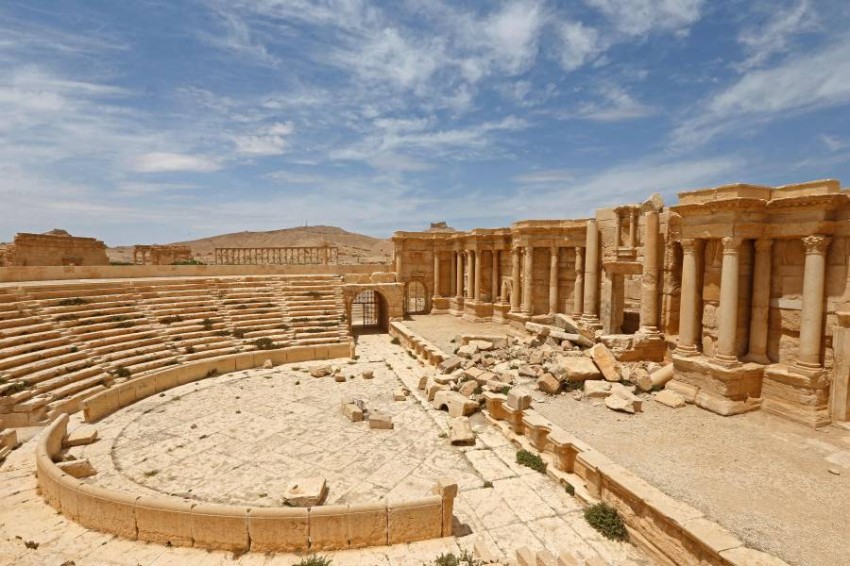 جانب من المسرح الروماني في أطلال تدمر الأثرية بسوريا